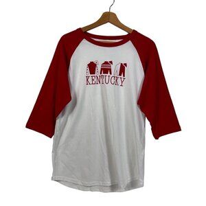 NWT Equine Artwear Youth Kentucky Derby Shirt Tee Long Sleeves Red White size XL
